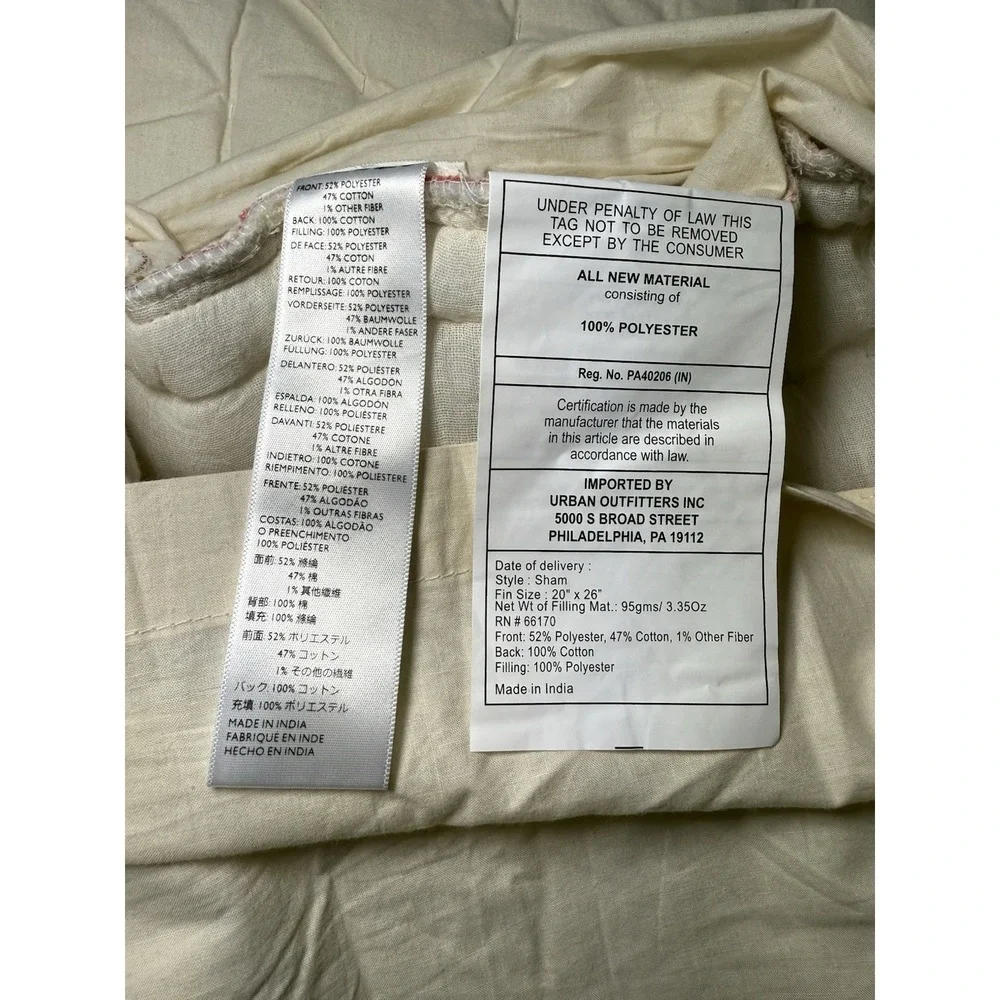 Anthropologie Woven Ashlyn Sham‎ Set of 2 Standard Urban Outfitters Pillowcase